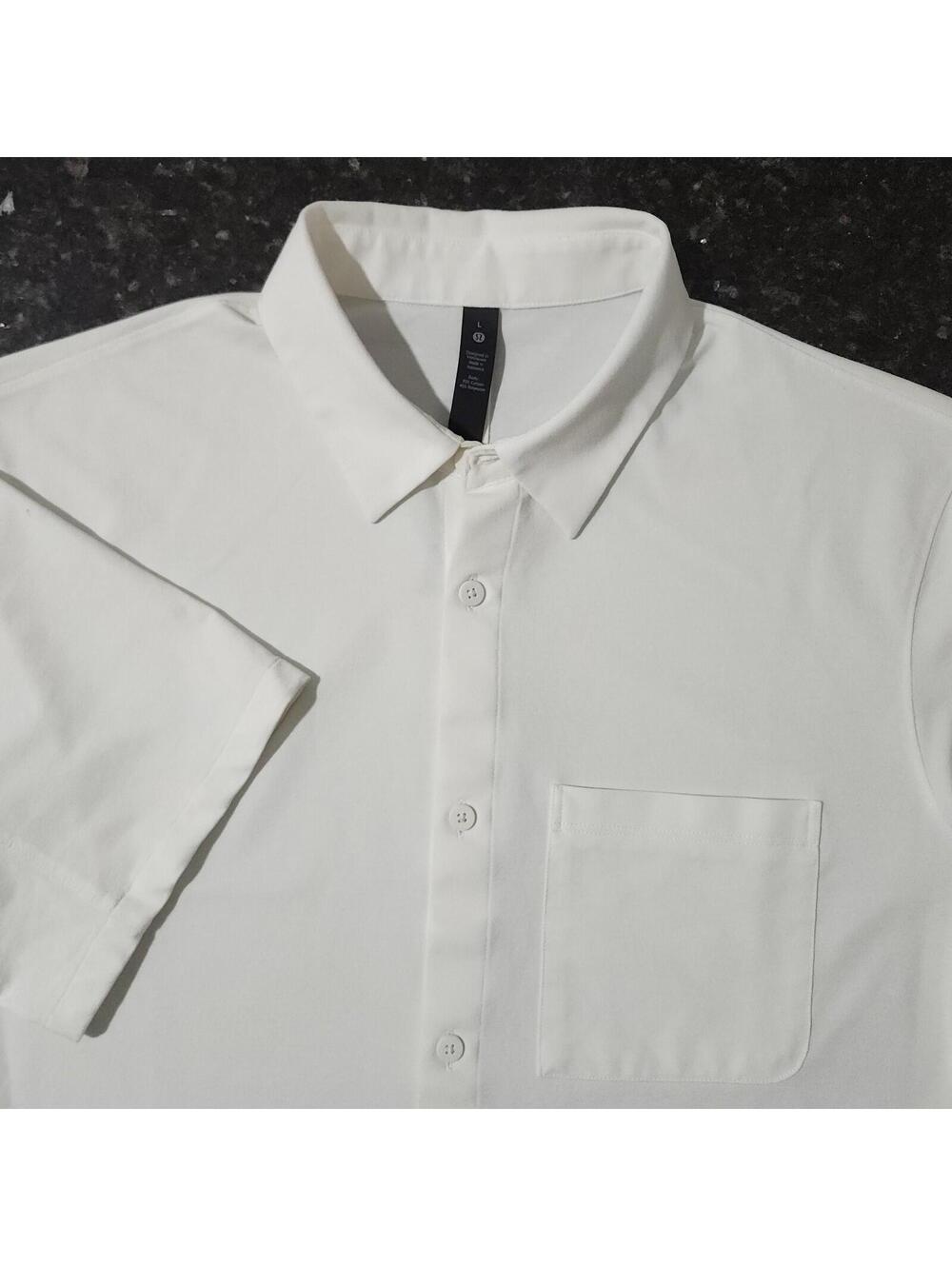 Lululemon Commission Button Up Polo Stretch Performance Mens Large Preppy Summer